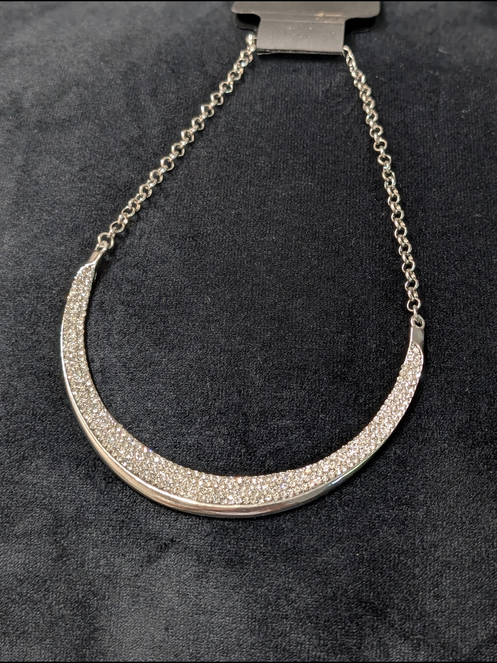 RSVP Silver Pavé Crescent Bib Necklace